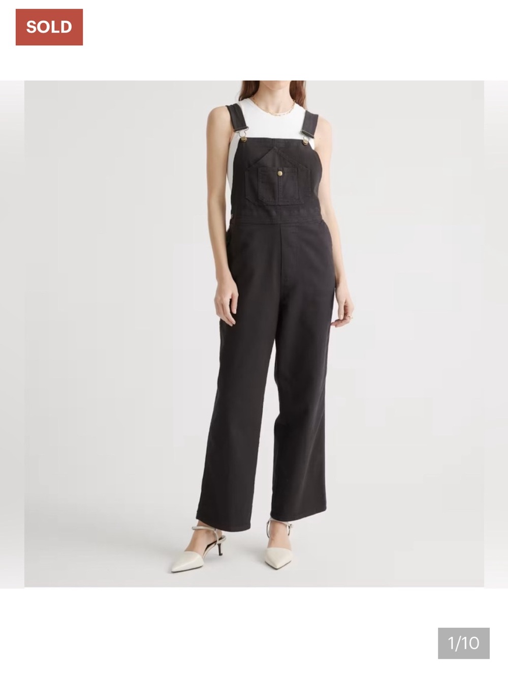 NWT Quince Organic Stretch Cotton Twill Relaxed Overalls in Black Sz XS